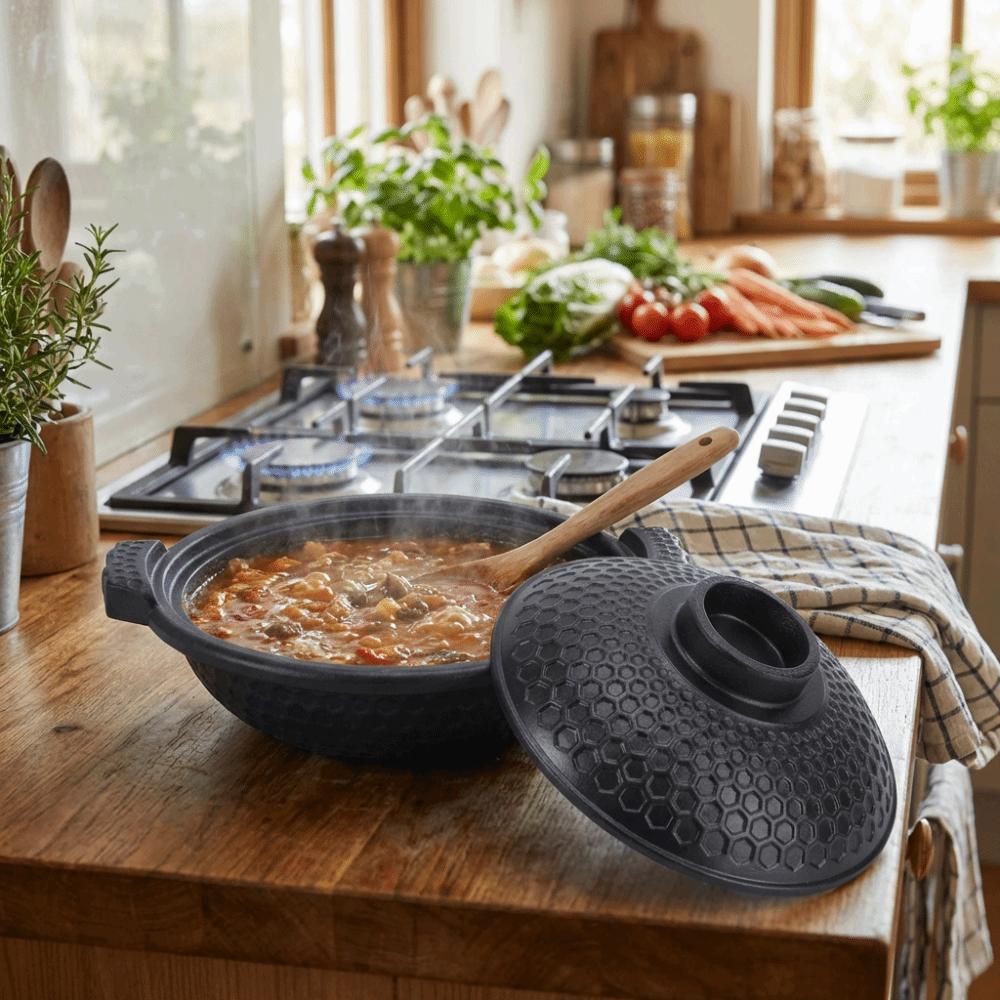 Кастрюля-запеканка с крышкой, горшок для тушения, с антипригарным покрытием, корейский бульонный котелок, кастрюля-запеканка с сотовой поверхностью, каменная миска для риса