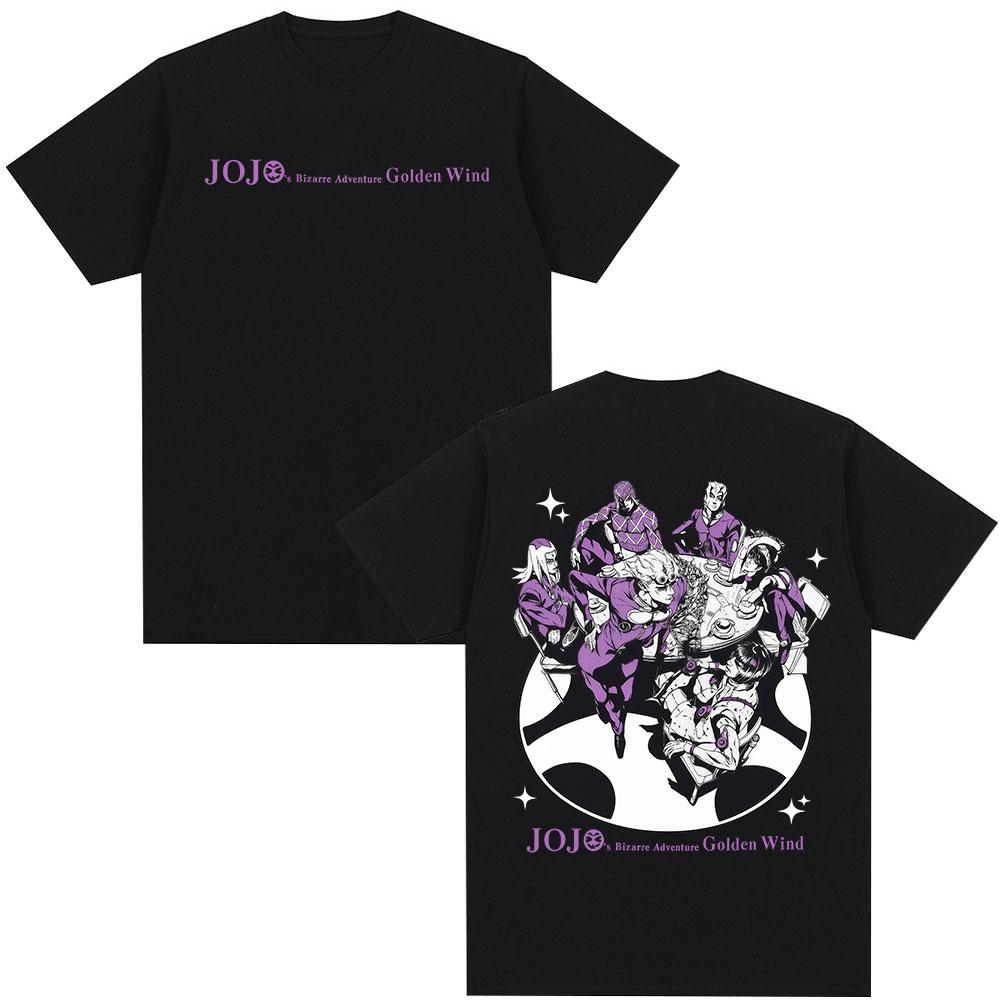 Аниме JoJo's Bizarre Adventure Золотой Ветер Графические Футболки Мужские Женские Мода Повседневные Оверсайз С Коротким Рукавом Футболка Уличная Одежда