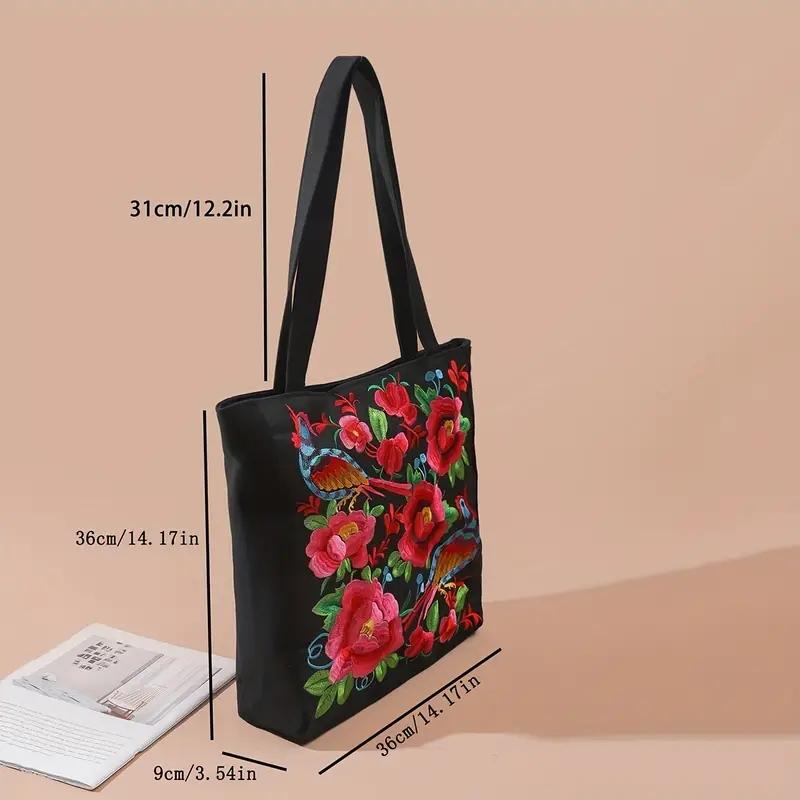 Embroidered Canvas Bag Ethnic Phoenix Embroidered Women's Shoulder Bag Casual Handbag