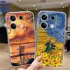Soft Silicone Clear Case For Xiaomi Redmi 13C Note 13 Pro Samsung A55 A54 A34 S24 iPhone 14 15 Van Gogh Patterned Camera Protective Shockproof Cover
