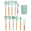 12 шт./набор кухонных принадлежностей с деревянной ручкой силиконовый кухонный инструмент для домашней кухни светло-зеленый