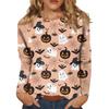 Women's Fashion Casual Long Sleeve Striped Halloween Printed Round Neck Top