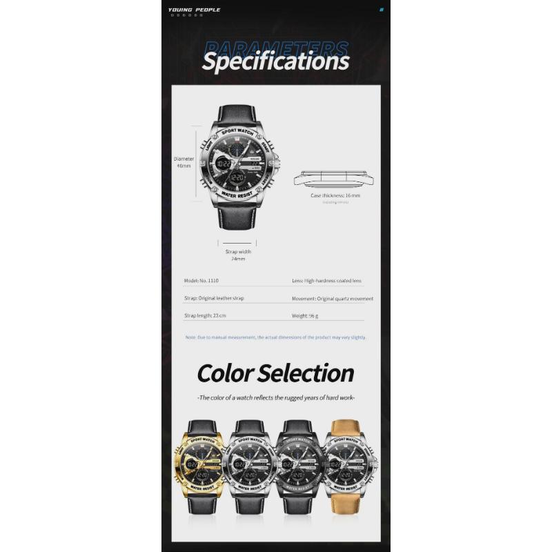 OLEVS Multi Function Quartz Watches for Man Fashion Casual Leather Strap Dual Time Waterproof Luminous Digital Man Watch