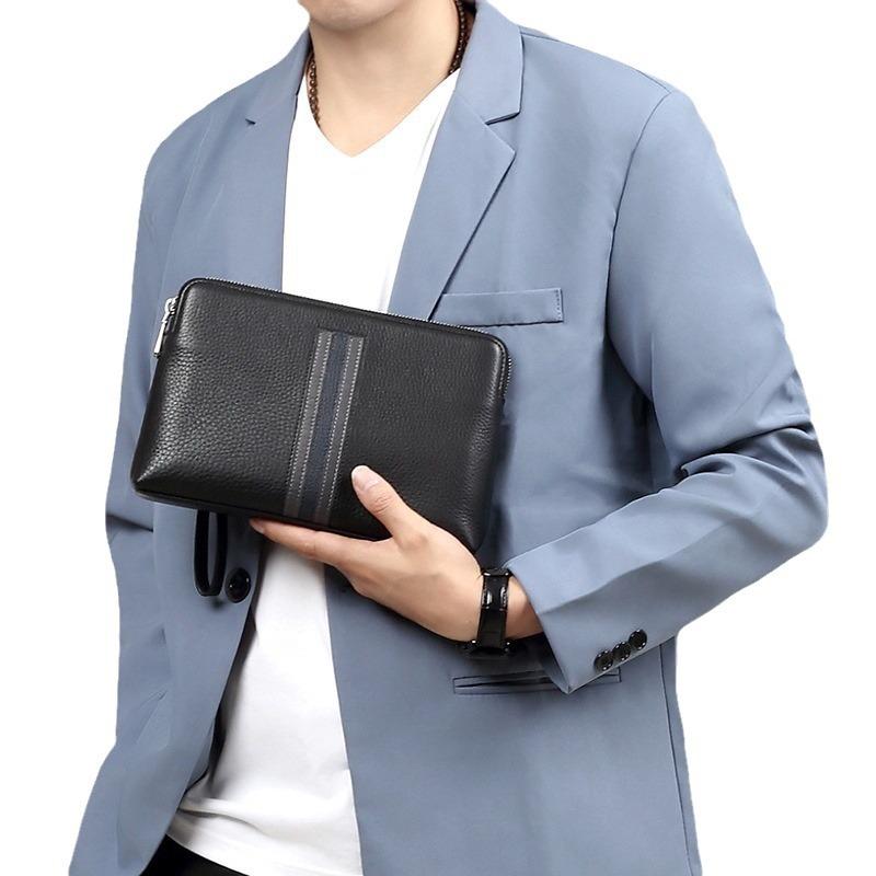 Grab Bag Genuine Leather Large Capacity Grab Bag Fashion Men's Envelope Top Layer Cowhide Casual Men's Bag
