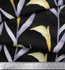 Soimoi Черный японский креп-сатин Ткань Листья Акварельный Принт Ткань на метр 42 дюйма