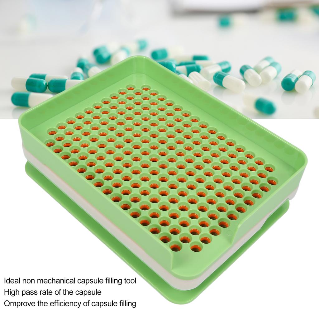 Пластина для заполнения капсул № 0 с 200 отверстиями, полуавтоматический наполнитель пустых капсул, зеленый