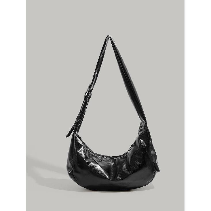 Niche design black retro large-capacity dumpling bag, 2025 new summer fashion versatile shoulder and crossbody bag