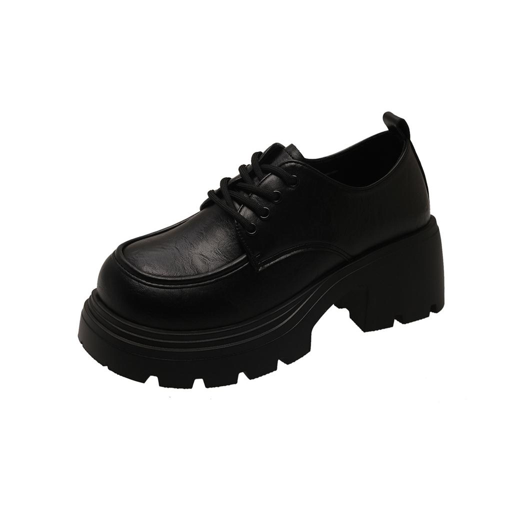 Маленькие кожаные туфли в британском стиле женские 2025 лето новый ретро японские на толстой подошве с увеличением роста на шнуровке туфли-лоферы интернет-знаменитости женские сингл