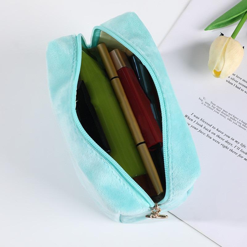 Фланелевая косметичка ярких цветов на молнии, модная квадратная сумка для хранения макияжа, одноцветная однотонная женская дорожная стирка, ручная сумка для повседневного хранения