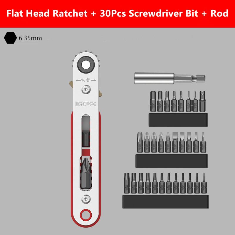 BROPPE Набор магнитных двусторонних отверток с храповым механизмом, прямоугольный 1/4 дюйма, шестигранный хвостовик, поворотная головка с трещоткой для узкого пространства, сделай сам