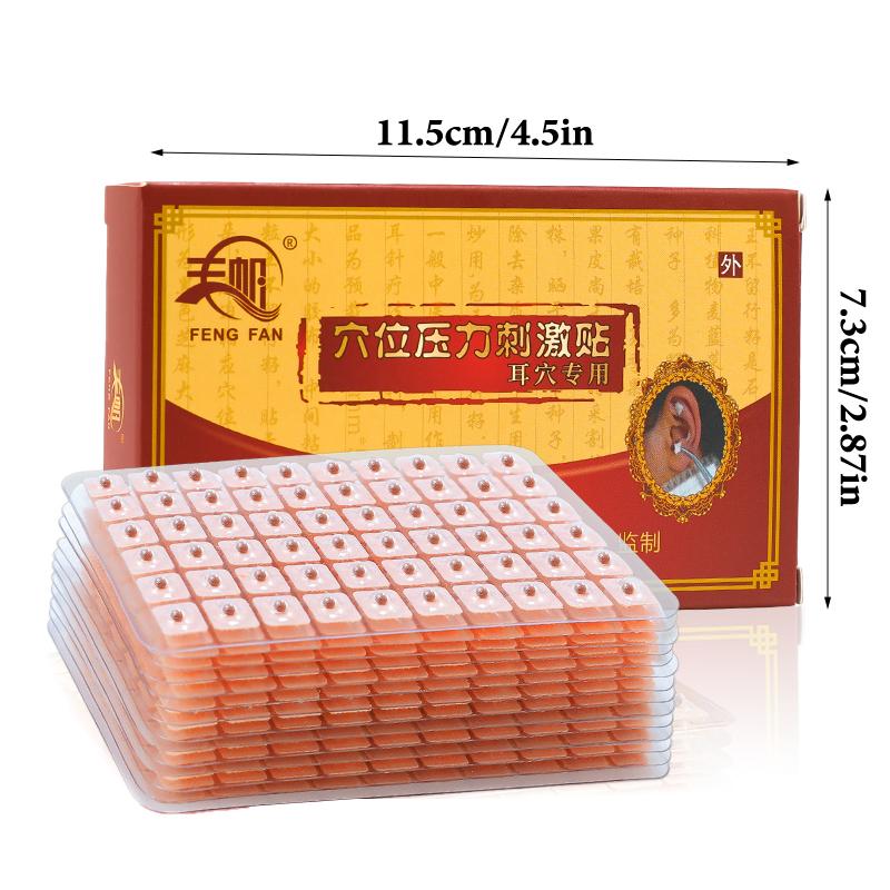 600 пластырей для ухода за ушами, красная бяньши, акупунктурный массаж ушей, игольчатый пластырь, семена, наклейка, аурикулярный набор для аурикулотерапии