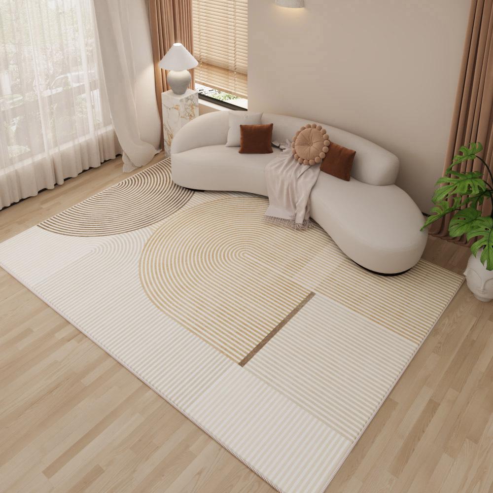 Современный простой кремовый бархатный ковер Loop - нескользящий коврик для гостиной, веранды, спальни или у кровати