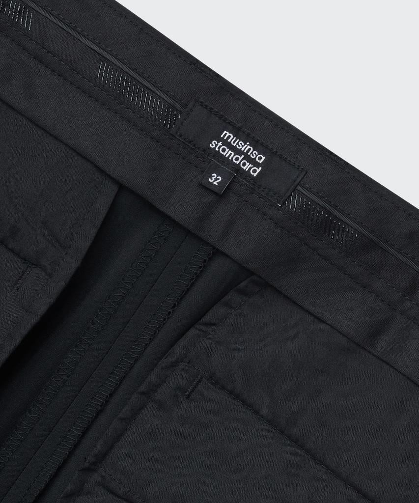 MUSINSA STANDARD [Cooltandard] Real Wide Hidden Banding Slacks [Black]