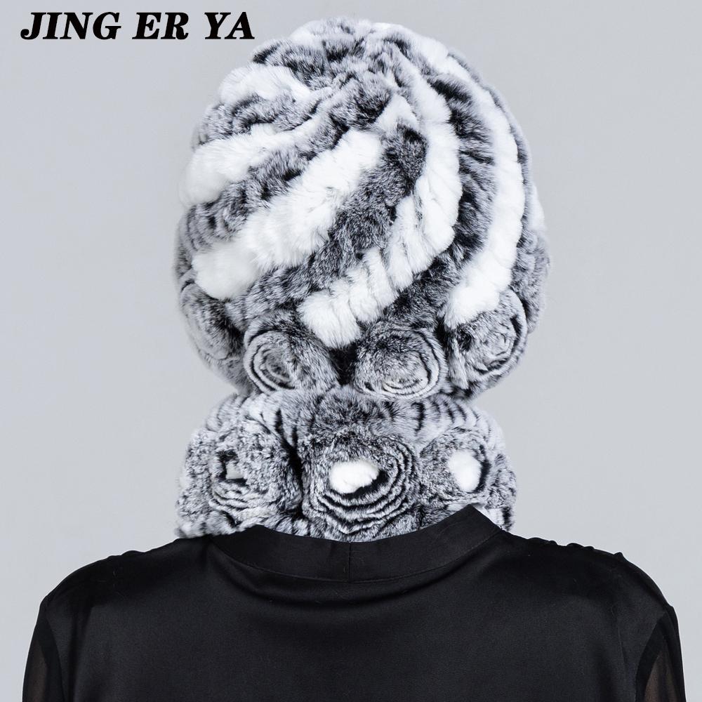 JINGERYA женская вязаная шапка из натурального меха кролика рекс, комплекты шарфов, натуральный теплый мех кролика рекс, шарфы, шапка, зимняя женская шапка из натурального меха кролика рекс, шарф