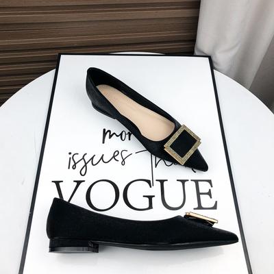 Остроносые балетки темпераментные стразы стразы мягкая подошва для работы неглубокий вырез одинарные туфли