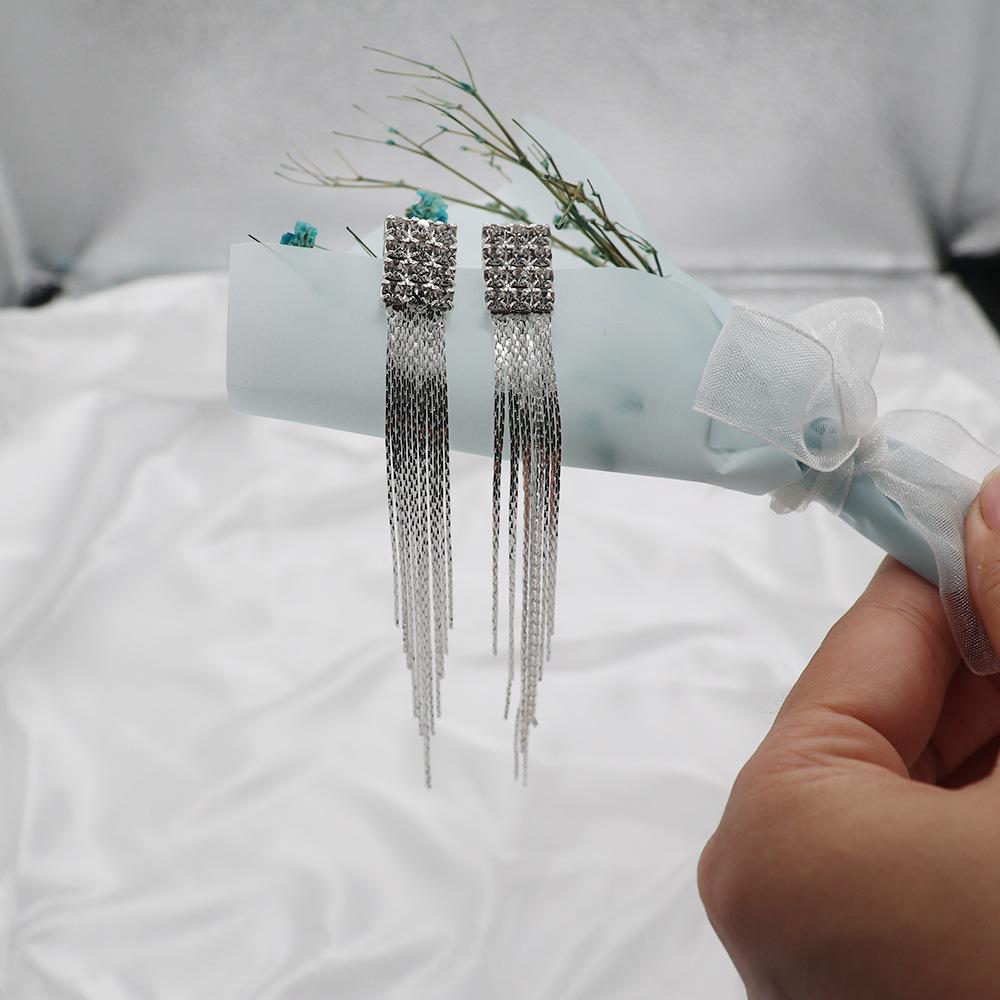 Long Fringed Earrings, High-End Diamond Stud Earrings, Femininity, Personalized Fringed Chain, Ear Jewelry.