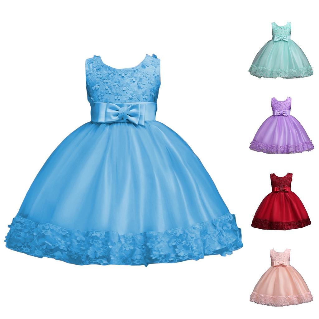 Детское платье Платье принцессы с цветочным узором Однотонное платье для торта