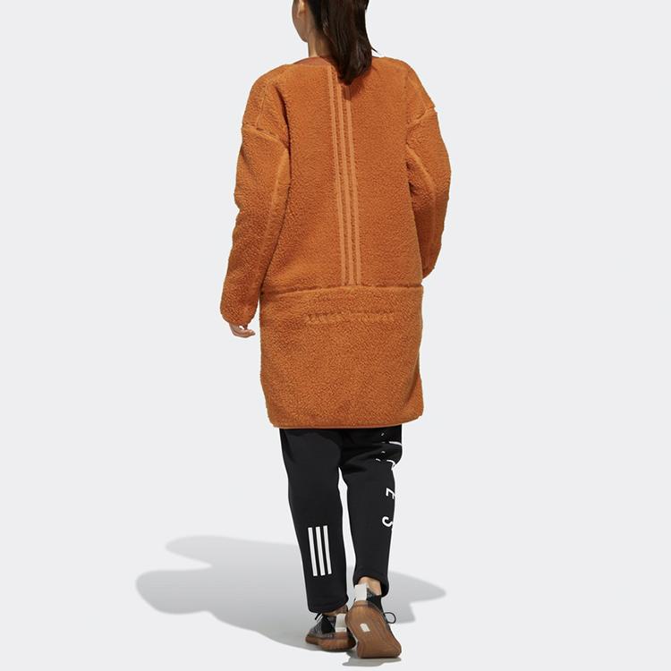adidas W S2S Boact Повседневная спортивная куртка средней длины из плюша, трикотажная женская куртка цвета хаки-коричневого ED1511