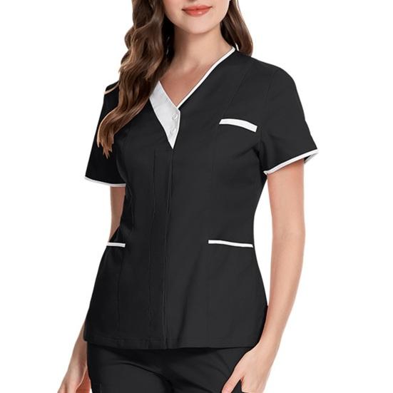 Униформа медсестры, скрабы, топы, женские топы с v-образным вырезом и короткими рукавами, пуловеры с карманами, лоскутная цветная рабочая одежда для кормящих мам