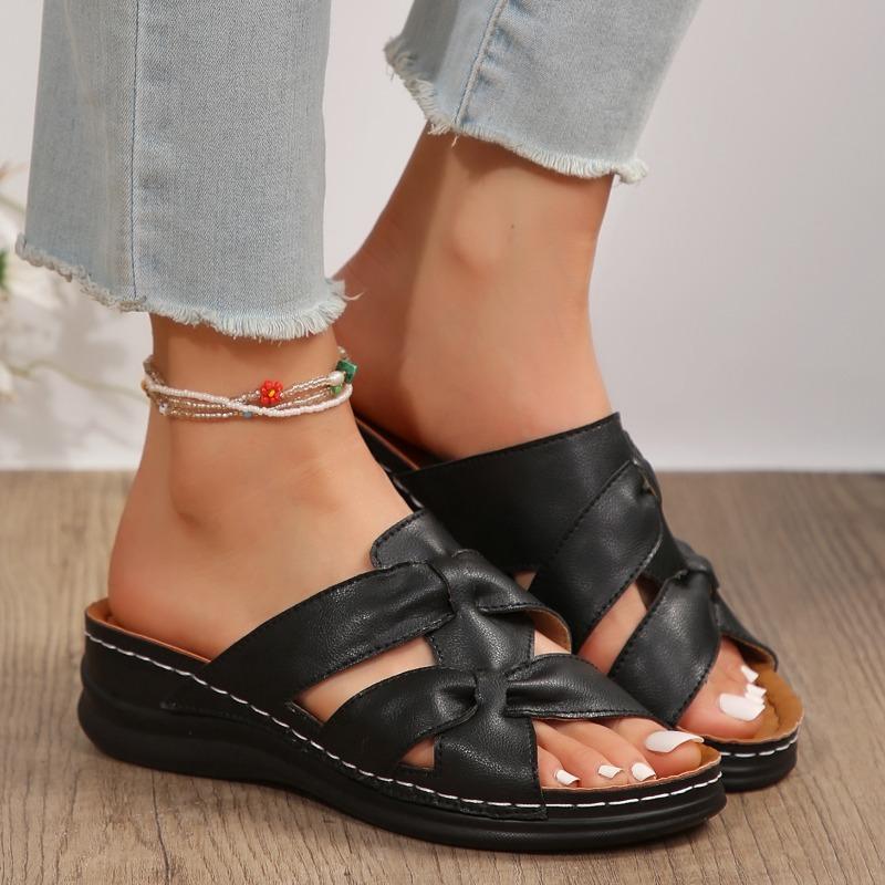 Женские тапочки на танкетке, модные летние повседневные удобные, хит продаж, нескользящие женские пляжные тапочки на платформе с открытым носком