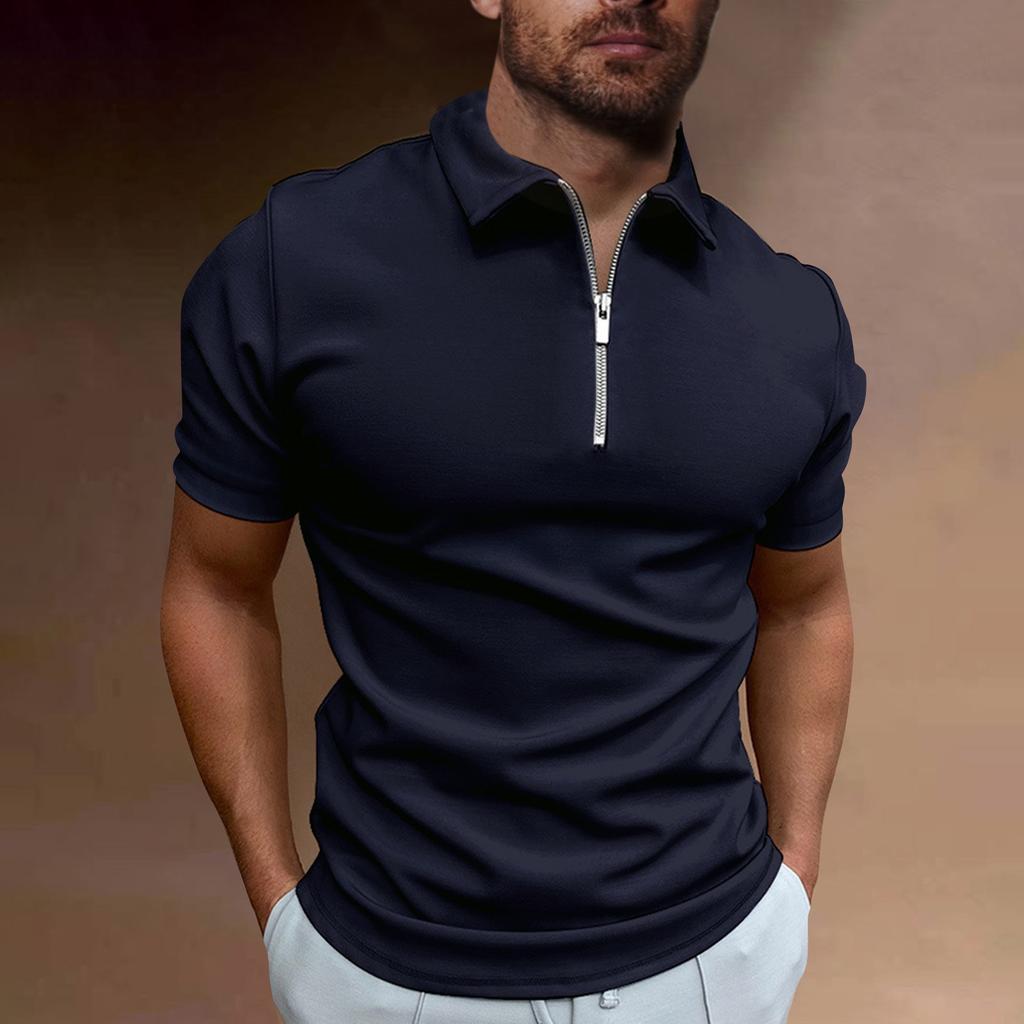 Summer Men's Sports Short Sleeve Golf Youth Men's Zipper Casual Top