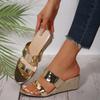Wedge Heel Sandals 2025 Summer Foreign Trade Large Size Hemp Rope Casual Open-toe Word with Waterproof Desk High-heeled Slippers