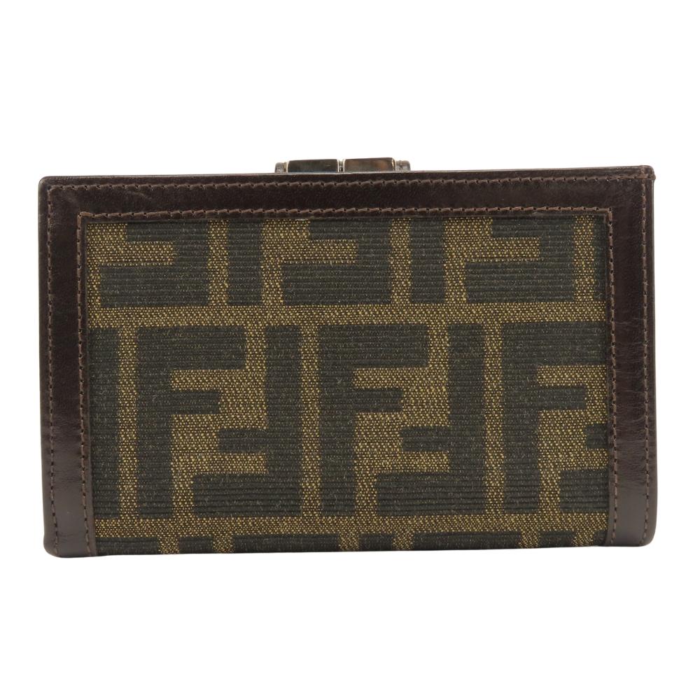 Used FENDI Bifold Wallet Zucca 01692 canvas/leather Brown Gamaguchi