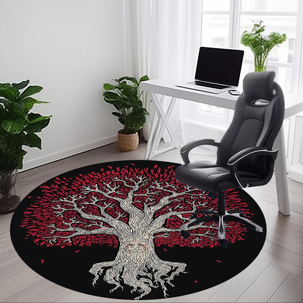 1pc Tree Spirit Office Round Area Rug, Under Office Chairs Bedroom Living Room Home Decor, Room Deco