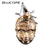 Inspired Design Face Brooches Gold Color Copper Men Hiphop Suit Collar Clips Jacket Pin Jewelry Accessories