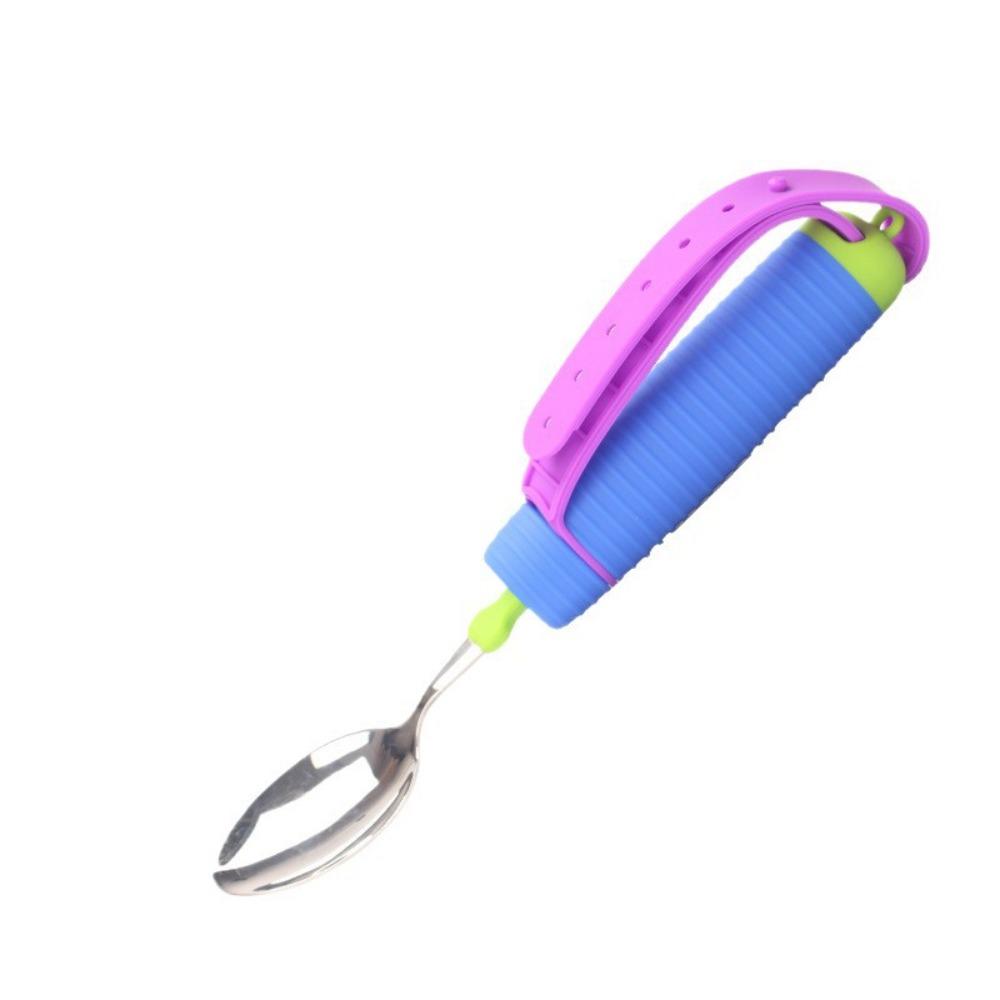 2Pcs/Set Adjustable Adaptive Spoon Fork Nonslip Food Aid Spoon Disabled Feeding