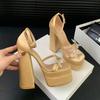 Runway Style 15cm Ultra High Heels Platform Wedges Party Prom Shoes Summer Satin Rhinestones Bowknow Women Gladiator Sandals