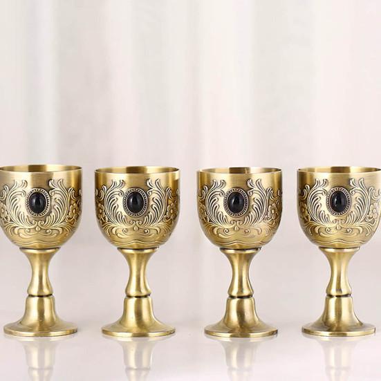 Embossed Cup Practical Retro Food Grade Metal Wine Cup Stunning Medieval Embossed Wine Goblet Embossed Cup for Restaurant