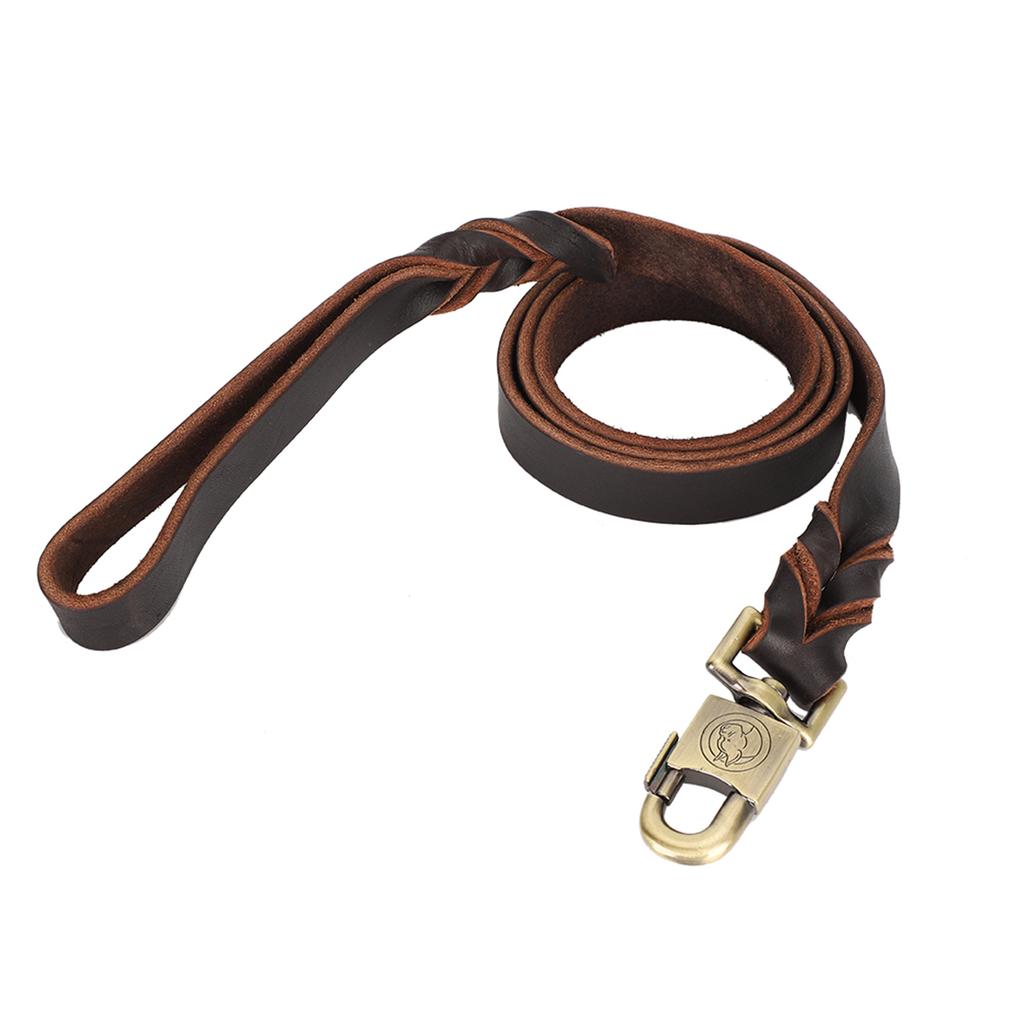 1pc Soft Leather Dog Collar & Leash In Braided 2.5cm Width Pet Chain 90cm 120cm 150cm Length