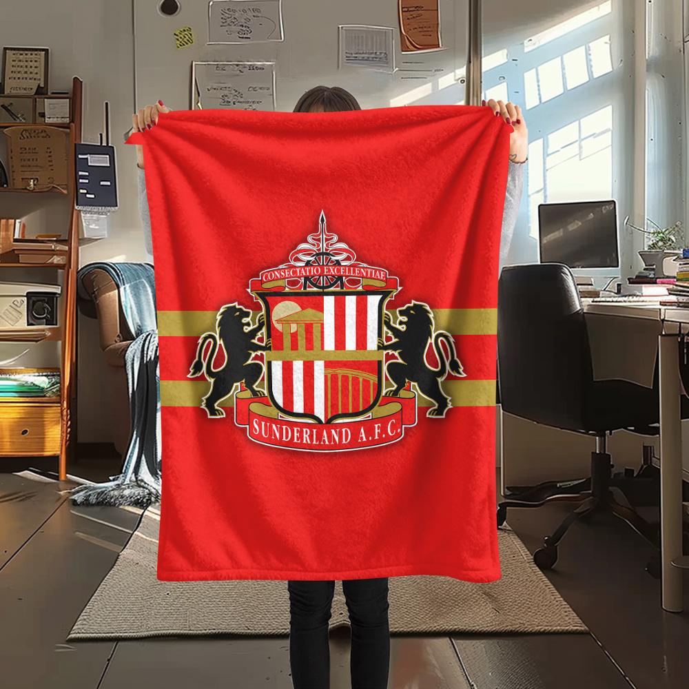 1 шт. Фланелевое одеяло с принтом Sunderland AFC, Высококачественное, Для всех сезонов, Декор для дома, Тепло и уют, Идеально для рождественских подарков