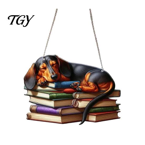 Dachshund Window Hanging Ornament, Acrylic Sun Catcher, Cute Lightweight Art Dog Decoration for Home Room Decor, Front Porch Catcher
