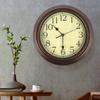 Vintage Round Imitation Wood Color Wall Clock Antique Gold Clock Study Room Kitchen Living Room Quiet Wall Clock Decor Supplies