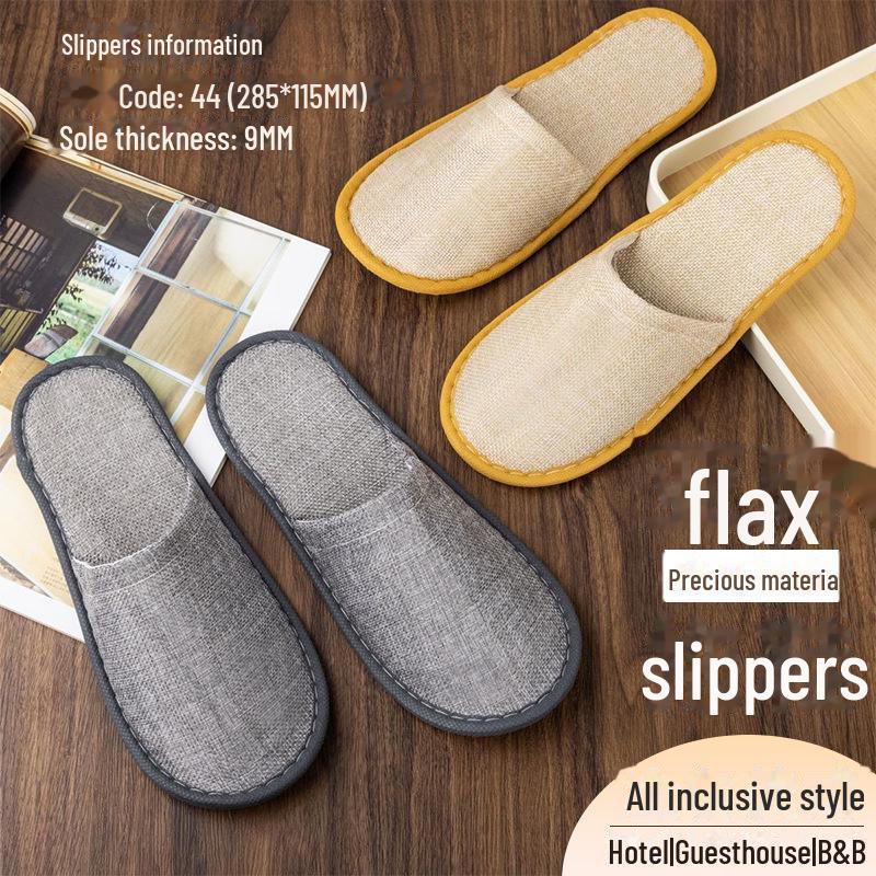 Thickened Non-Slip Disposable Slippers for Hotels, B&Bs, Beauty Salons, Home Hospitality - Cotton & Linen, Breathable