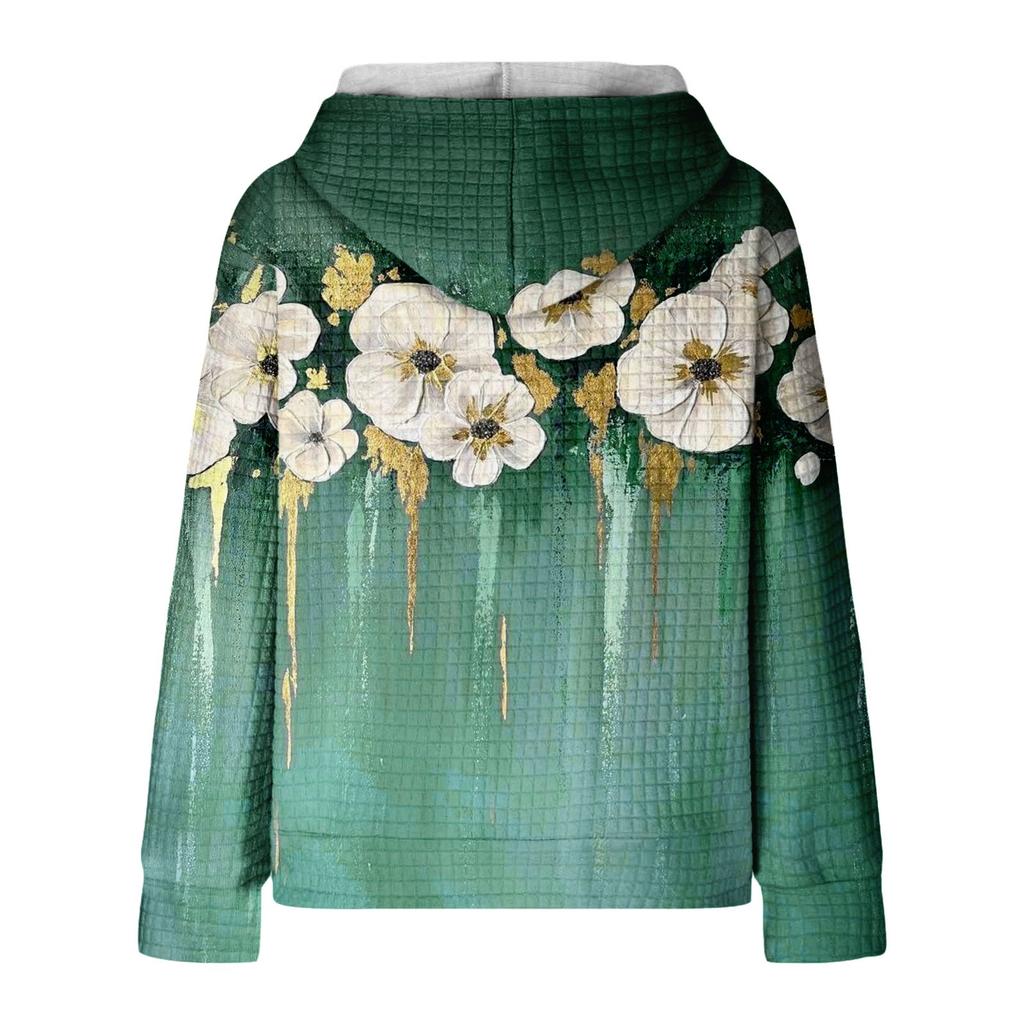 Женская осенне-зимняя повседневная модная толстовка с капюшоном с принтом, куртка на молнии с карманами