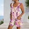 Patch Pocket Tank Romper Plus Size For Women