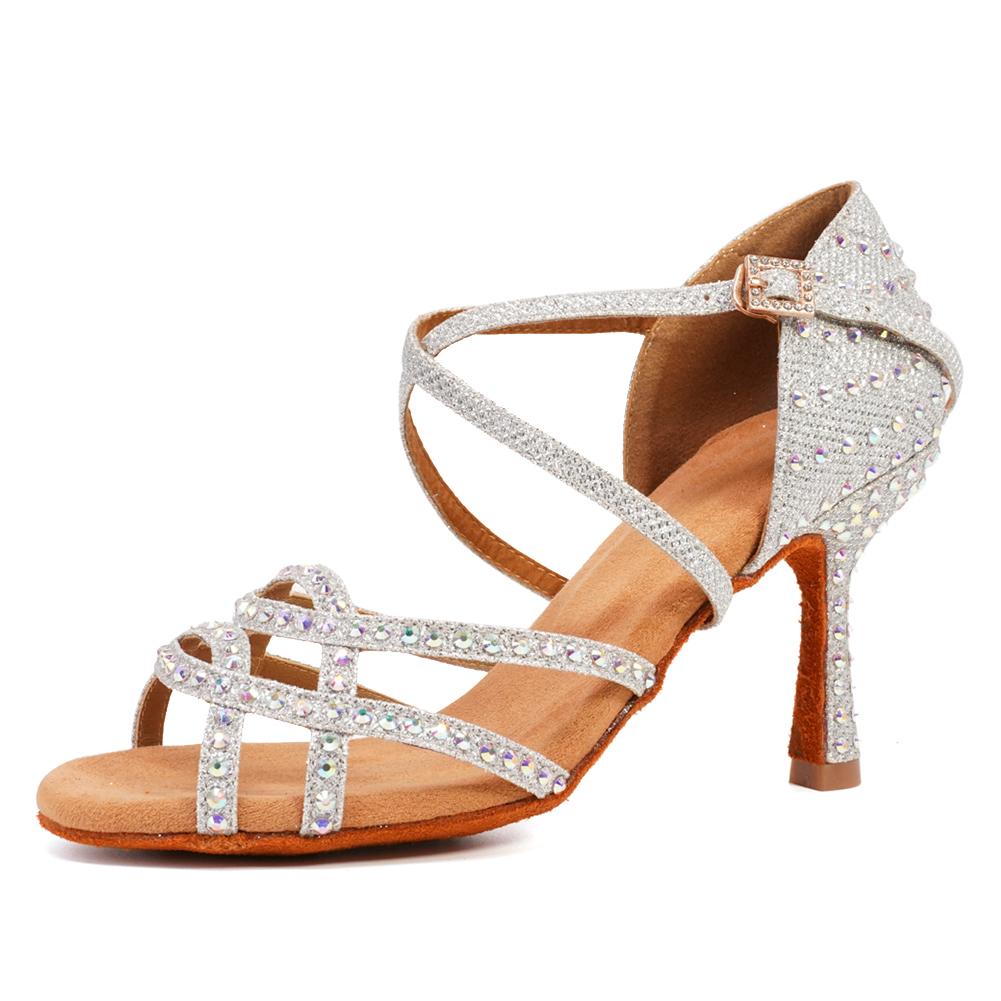 Women's Girls Latin Dance Shoes Ballroom Tango Salsa Party Shoes for Ladies High Heel 9CM
