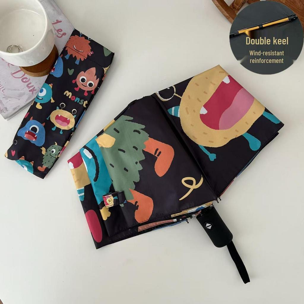 Cute Cartoon Kids' Auto Umbrella: Sun & Rain Protection with UV Shield