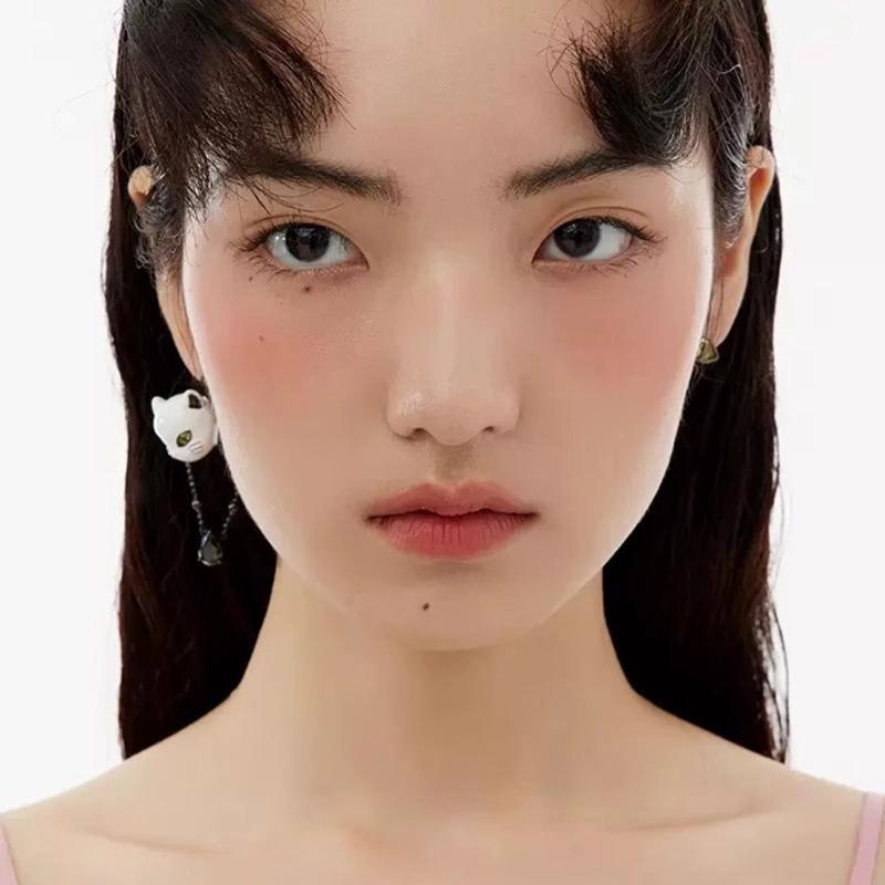 BELLA BOX Легкие роскошные нишевые милые кошачьи уникальные эмалевые серьги асимметричные индивидуальные серьги ретро зеленые кошачьи глазки гвоздики