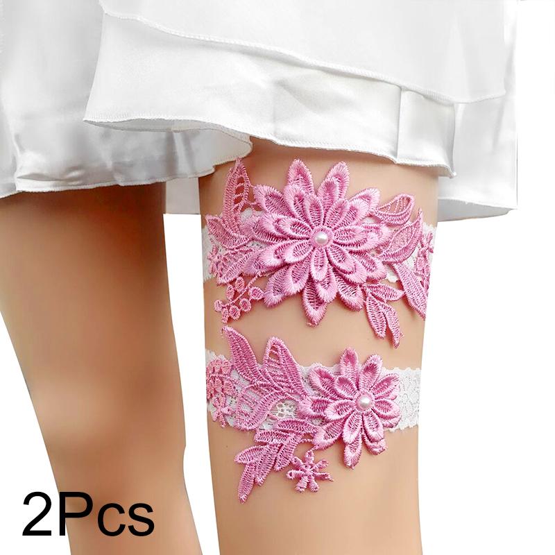 2 шт. свадебные подвязки для невесты кружевные цветы искусственный жемчуг эластичная петля для ног элегантная подвязка для бедра свадебное платье аксессуары
