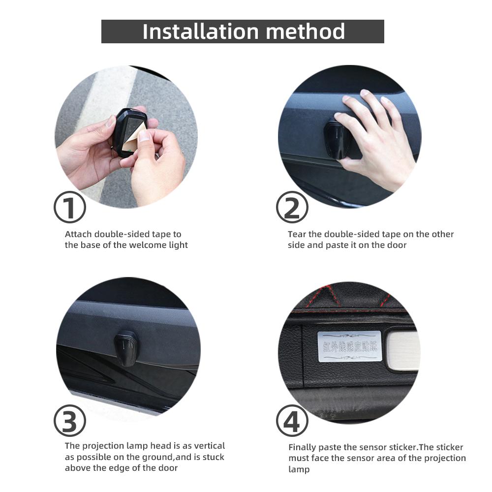 2pcs USB Rechargeable For Volvo XC60 XC90 XC40 XC70 Logo R Design Car Door HD LED Lamps Projector Courtesy Welcome Lights
