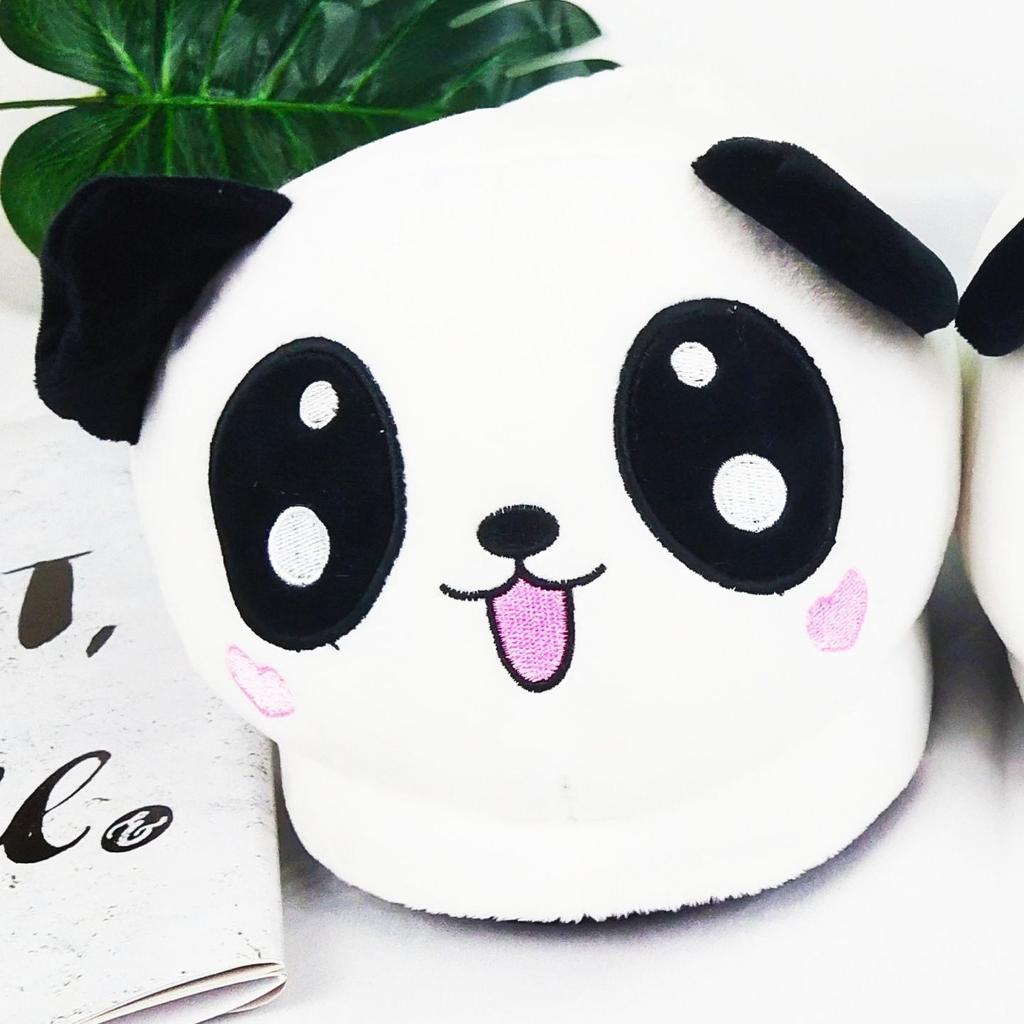 White Cartoon Panda Slippers Novelty Slippers Nonslip Funny One Size Plush Winter Indoor Warm for Bedroom Shoes Home Slippers