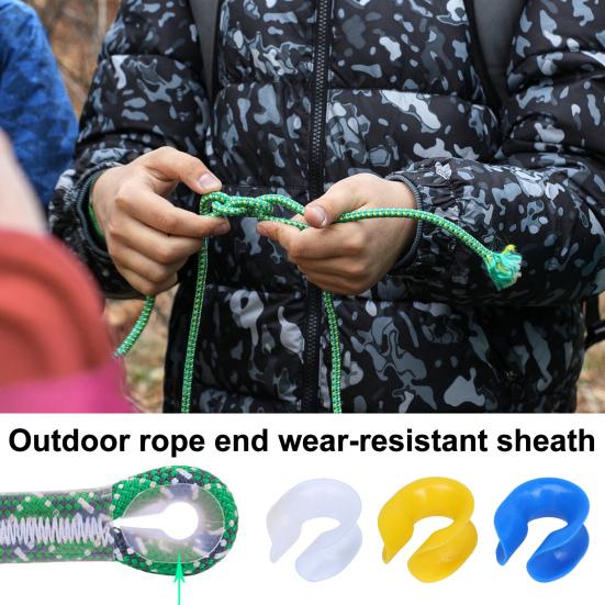 Outdoor Rope End Protective Cover, Plastic Anti-Wear U-shaped Machine Sewn Rope Protector, Rope End Protective Sleeve for Camping,