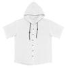 Men's Linen Hooded Shirt Solid Color Short Sleeve Shirt Loose Fit Button