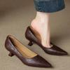 Women's Cow Leather Pointed Toe Slip-on Pumps High Quality Soft Comfortable Elegant Ladies Thin High Heel Slim Dress Shoes