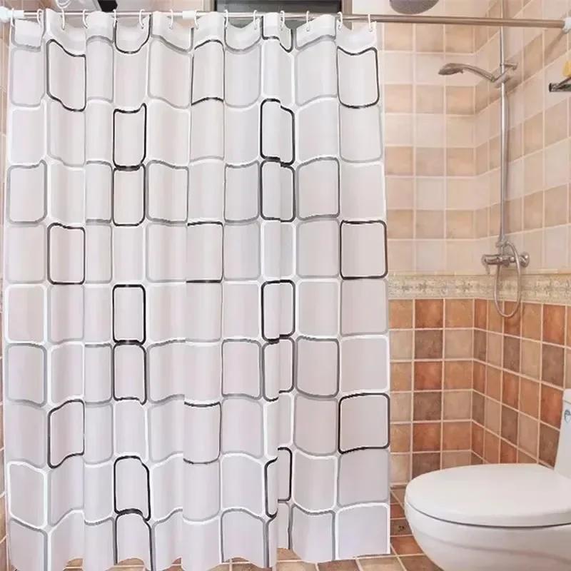1PCS Bathroom Shower Curtains Waterproof Modern Geometric Plaid Pattern Household Decoration Translucent Good Quality