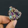 Natural Spiny Oyster Gemstone Handmade Copper Wire Wrap Ring Size 6.5 E8r00